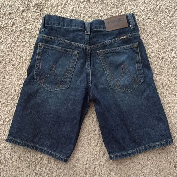 Wrangler Boys Dark Blue Denim Jean Shorts Adjustable Waist - Picture 8 of 8